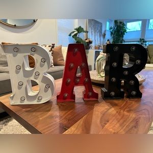 Metal Marquee Red/Black/White LED Light Letters BAR